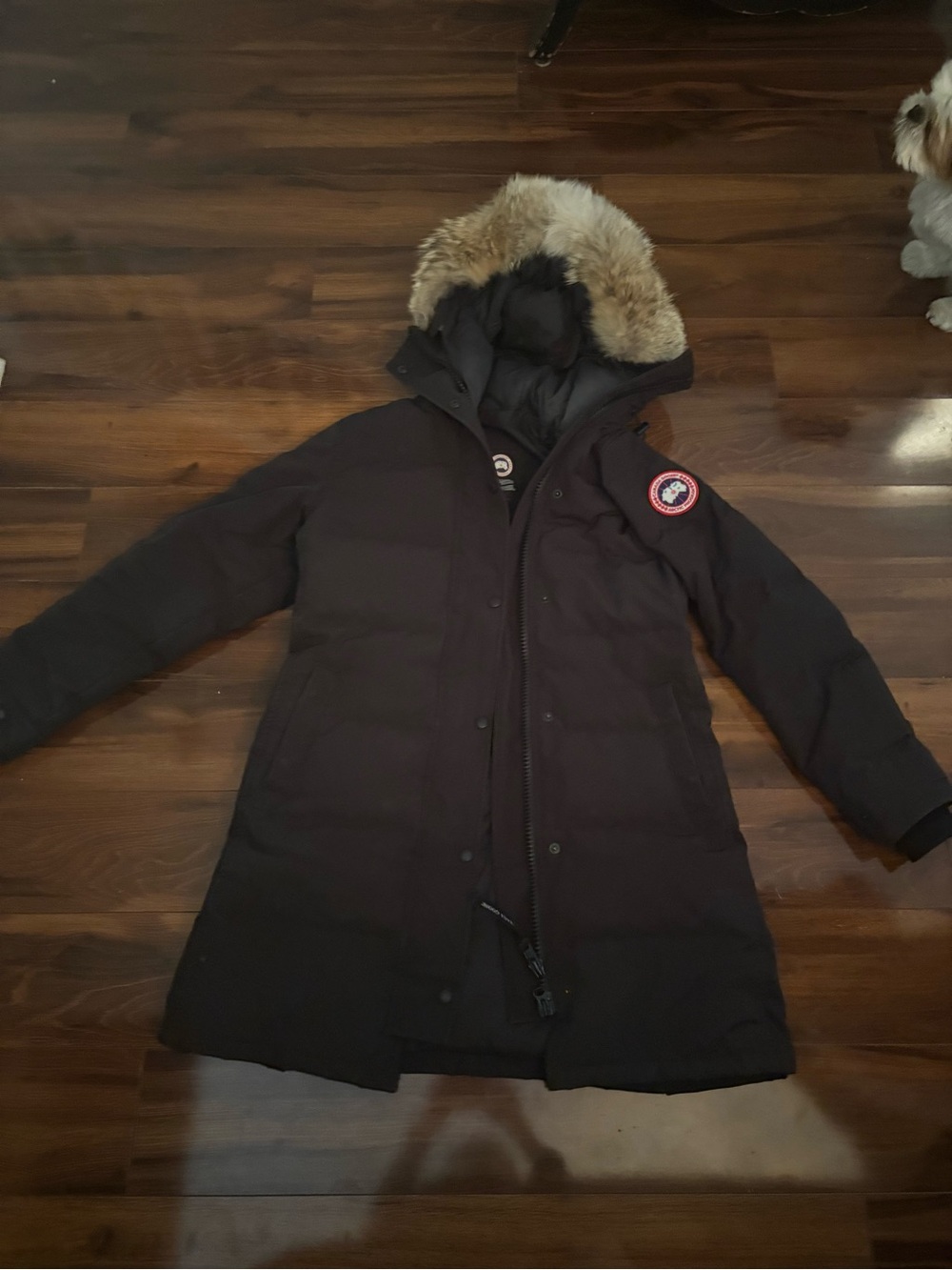 Canada Goose Women's Black Down Parka with Fur-Trim Hood Medium- Shelburne